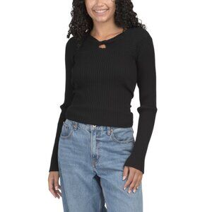 TAHARI ASL Black Long Sleeve Knit Top